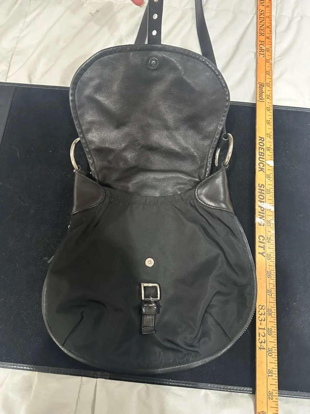 Prada Black Nylon Shoulder Hobo with Leather Trim - Picture 9 of 16